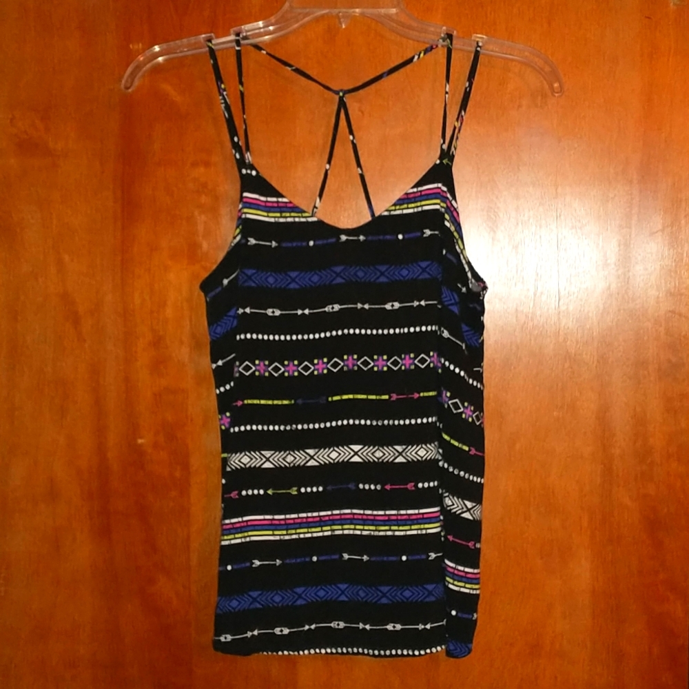 Nwot Women's Medium No Boundaries Black SW Print Spaghetti Strap Crop Top